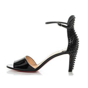 Christian Louboutin Trezanita Sandals Heels Womens 38.5 Black Leather Studs Shoe